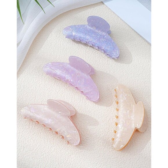 4 Pack Acrylic Hair Clips Claw Grip Large NonSlip Hair Clamps for Women main image 6